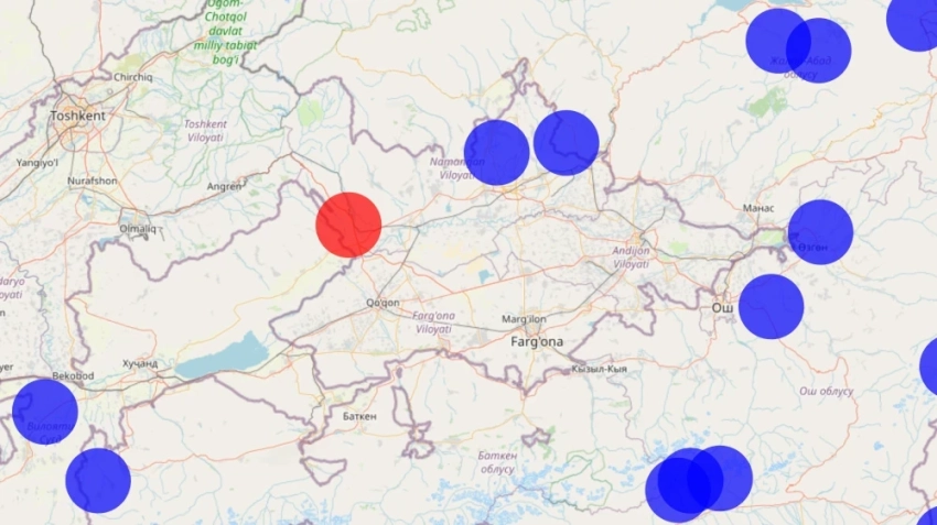 Землетрясение магнитудой около 5 произошло на границе Узбекистана и Таджикистана