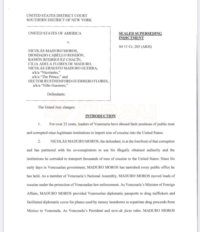 Ситуация в Венесуэле. США обнародовали список обвинений Николасу Мадуро