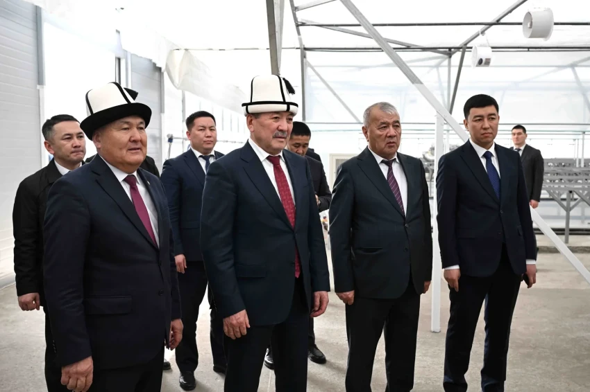 Касымалиев ознакомился с ходом строительства автодороги Ош – Кара-Суу и теплицы по озеленению